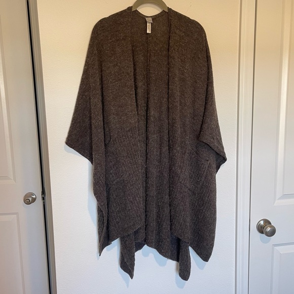 Chico's Sweaters - Chicos Wool Blend Poncho Sweater One Size Chocolate Brown Cozy Warm Lagenlook